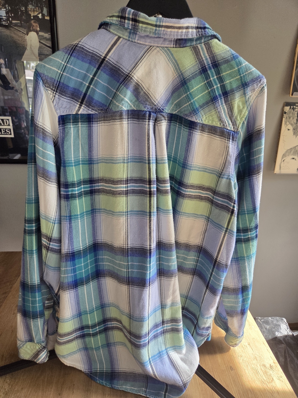 Sonoma Plaid Button-Down Shirt in Blue, Green & White - Picture 2 of 3